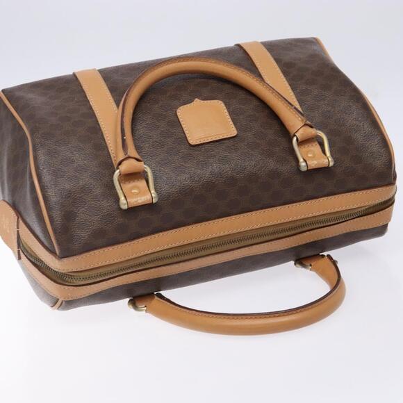 CELINE Macadam Canvas Hand Bag Pvc Leather Brown Gold - Picture 6 of 12